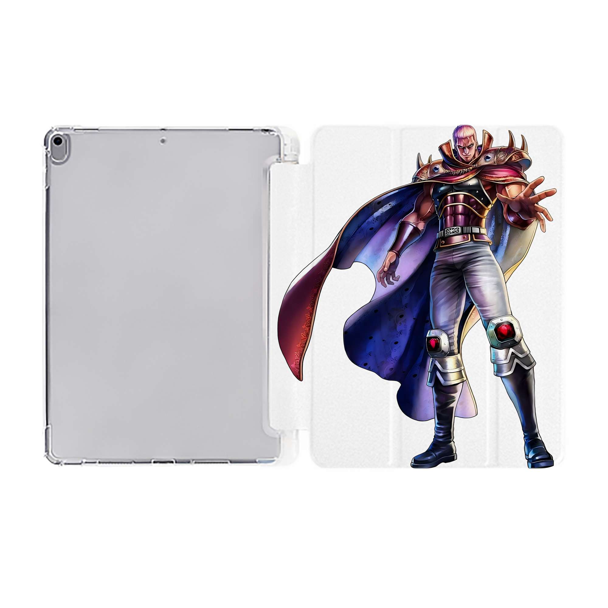 （画像用） 北斗の拳 Fist of the North Star IPad ケース ペン収納付き 三つ折りスタンド PUレザー×シリコン 対応機種9.5/10.5/10.9インチ